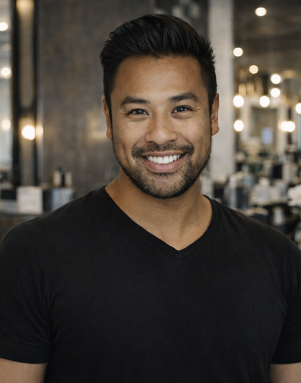 sample photo of a man with a goatee wearing a dark t-shirt.